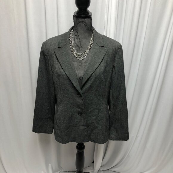 Rafaella Blazer Womens Size 14 Black Gray Lined Pockets Suit Jacket Career - Picture 1 of 7
